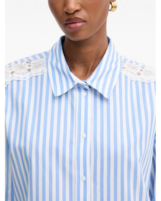 Morgan Blue Lace-Trim Striped Shirt