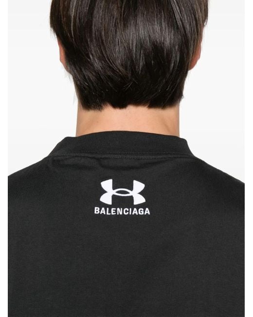Balenciaga Black X Under Armour Logo-Embroidered T-Shirt for men