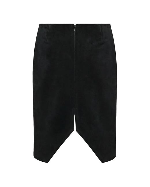 TANUNA Black Asymmetric Velvet Skirt