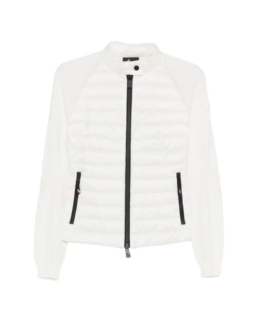 Moncler White Padded-Front Zip-Up Cardigan