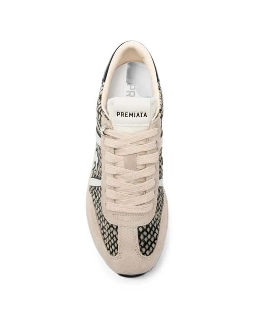 Premiata White Snakeskin-Effect Sneakers