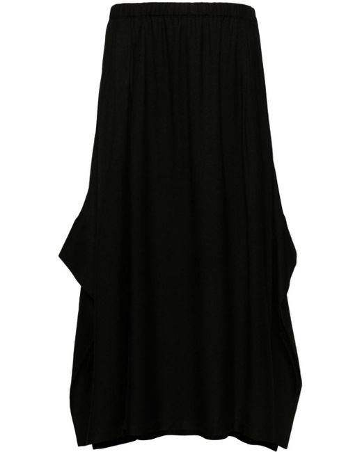 Yohji Yamamoto Black R-cuff Midi Skirt