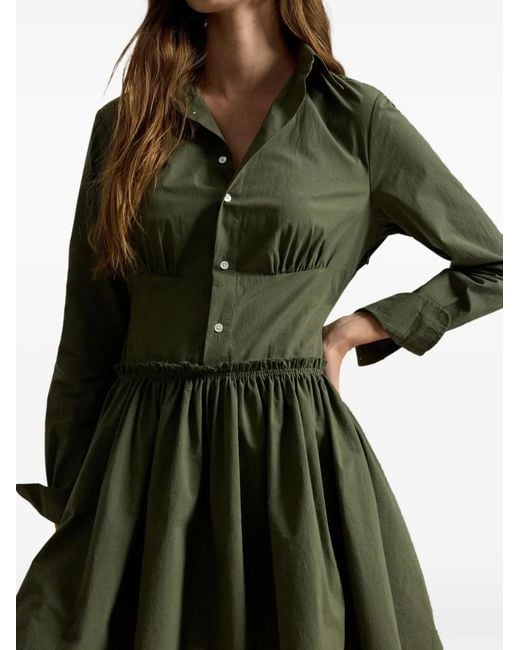 Polo Ralph Lauren Green Ruffled Shirt Mini Dress