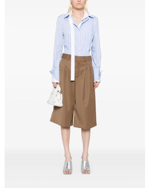 Monse Natural Double-Waistband Wide Leg Shorts