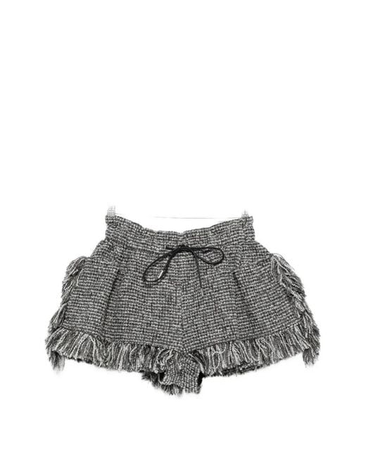 Sacai Gray Fringed Tweed Shorts