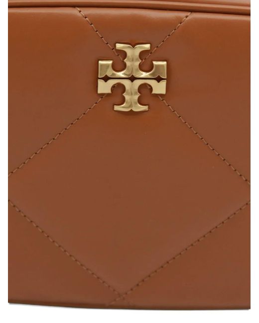Tory Burch Brown Quilted-Pattern Chain-Strap Mini Bag