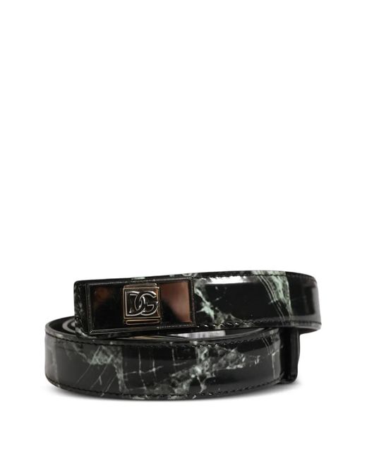 Dolce & Gabbana Black Marble-Print Dg Logo Belt for men