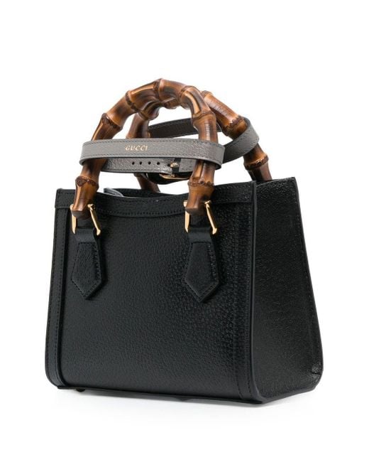 Gucci Black Diana Mini Leather Top Handle Bag