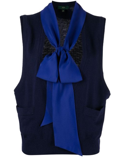 Jejia Blue Bow-detail Sleeveless Knitted Top