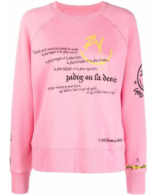 Zadig & Voltaire Pink Slogan Print Sweatshirt