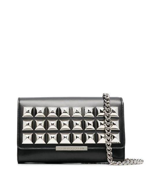 Philipp Plein Black Stud-Embellished Leather Crossbody Bag