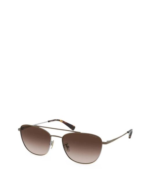 COACH Brown Double-Bridge Pilot-Frame Sunglasses