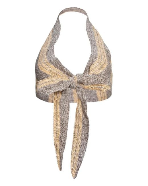 Lisa Marie Fernandez Natural Striped Tie Halter Top