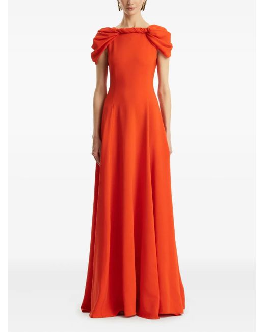 Oscar de la Renta Orange Cady Gown Dress