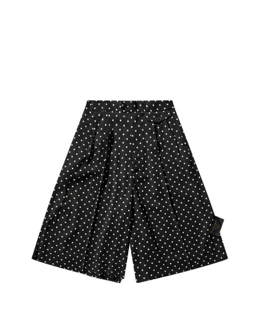 Undercover Black Polka-Dot Pleated Knee-Length Shorts