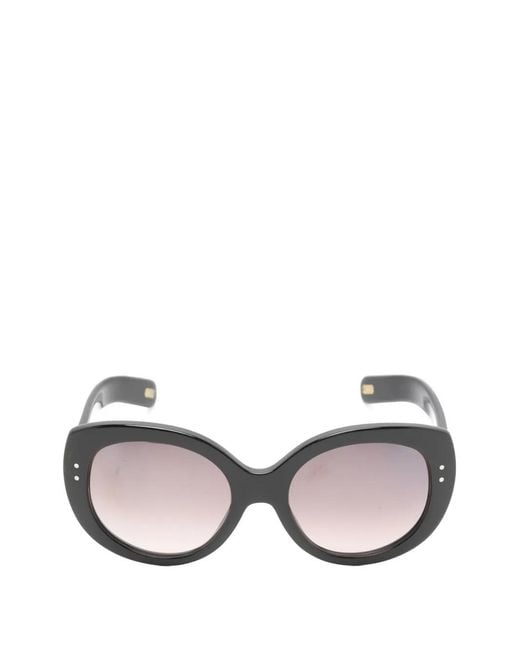Marc Jacobs Black Logo-Detail Oval-Frame Sunglasses
