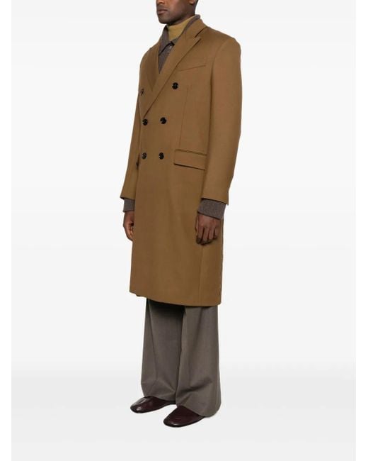 AMI Brown Wool Double-Breasted Coat for men