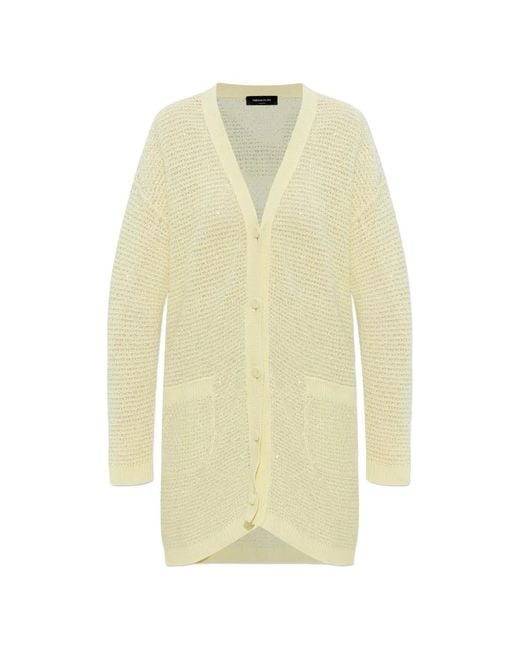 Fabiana Filippi White Cardigan En Maille Ajourée À Sequins