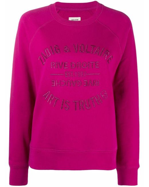 Zadig & Voltaire Cotton Upper Blason Logo-print Sweatshirt in Pink - Lyst