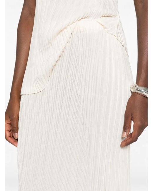 Issey Miyake White Unfurling Pleats Asymmetric Midi Skirt