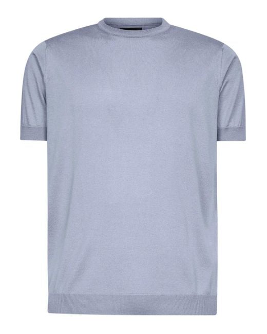 Camiseta de canalé con cuello redondo Giorgio Armani de hombre de color Blue
