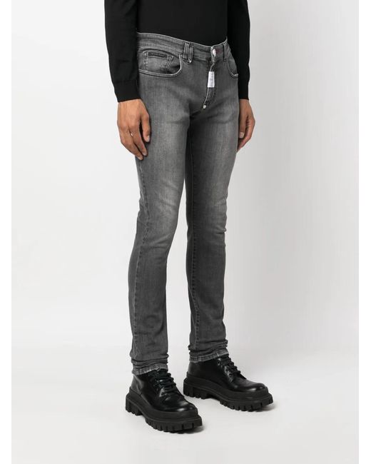 Philipp Plein Gray Logo-Patch Jeans for men