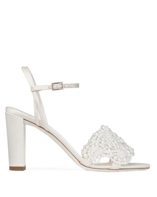 Sandalias de piel con tacón de 85 mm Jimmy Choo de color White