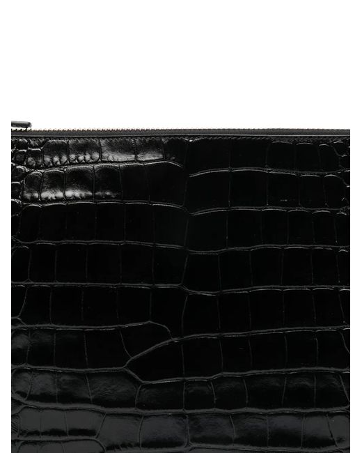 Tom Ford Black Textured Zip-Closure Clutch Bag for men