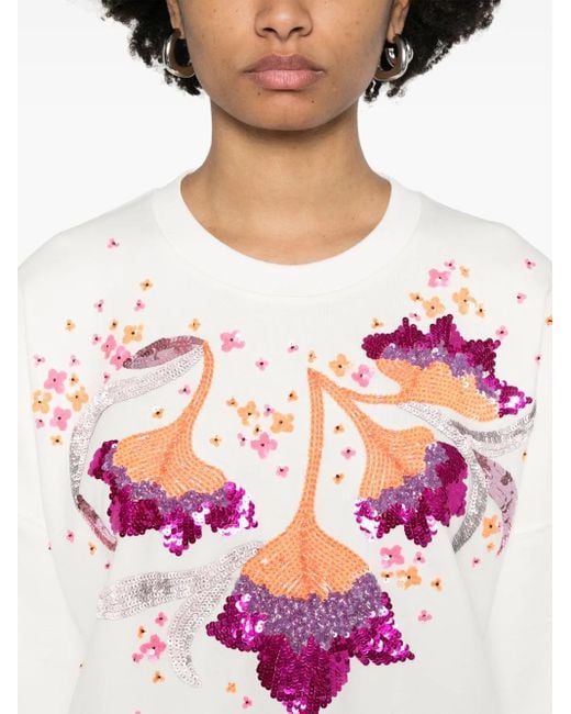 Essentiel Antwerp スパンコールトリム Tシャツ Pink