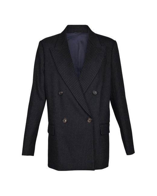 Brunello Cucinelli Blue Double-Breasted Blazer