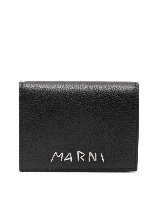 Marni Black Logo-embroidered Leather Wallet for men