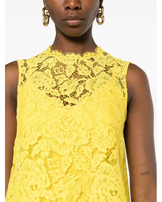 Dolce & Gabbana Yellow Top mit floraler Spitze