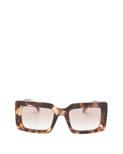 Prada Brown Tortoiseshell-Effect Rectangle-Frame Sunglasses