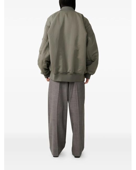 Studio Nicholson Gray Pantalon En Laine Lira À Design Plissé