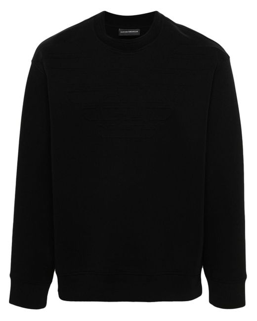 Emporio Armani Black Logo-embossed Sweatshirt for men