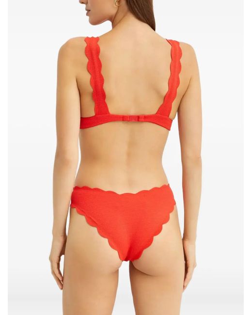 Marysia Swim Red Santa Clara Scallop-Edge Bikini Top