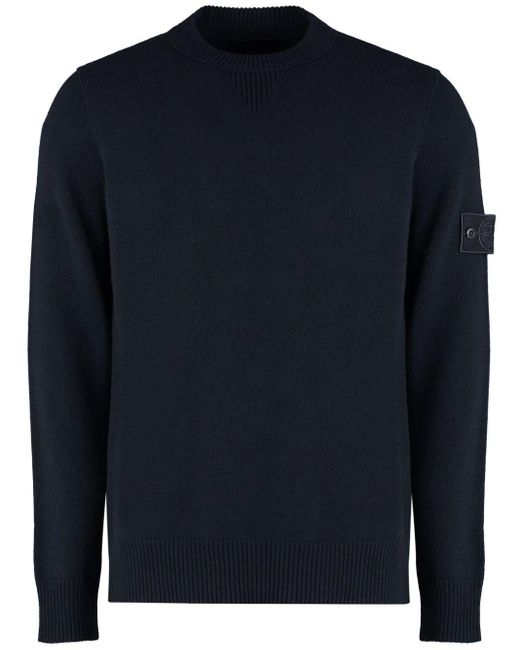 Stone Island Blue Compass-Badge Wool Sweater for men