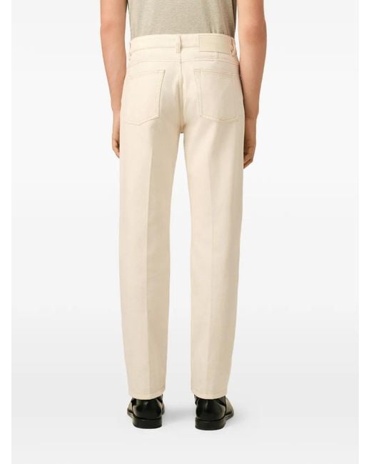 AMI White Cotton Straight Fit Jeans for men