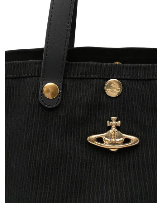 Vivienne Westwood Black Logo Orb-Embellished Tote Bag