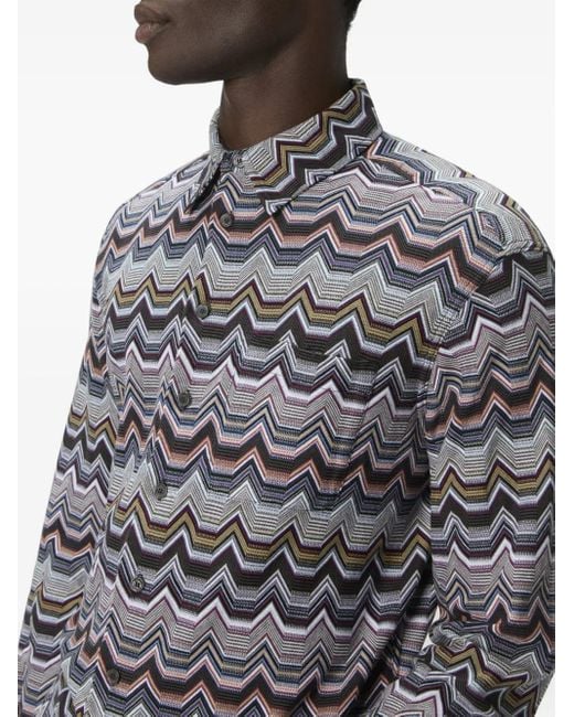 Missoni Gray Zigzag Long-Sleeved Shirt for men