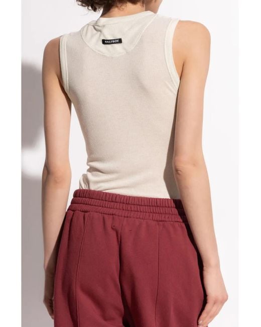 Halfboy Natural Logo-Patch Top