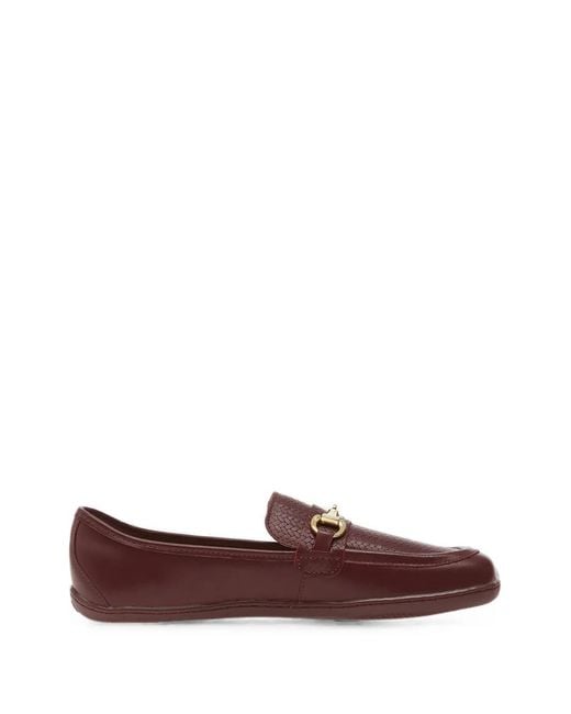 Be Lenka Red Horsebit Woven-Detail Loafers