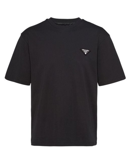 Prada T-Shirt mit Triangel-Logo in Black für Herren