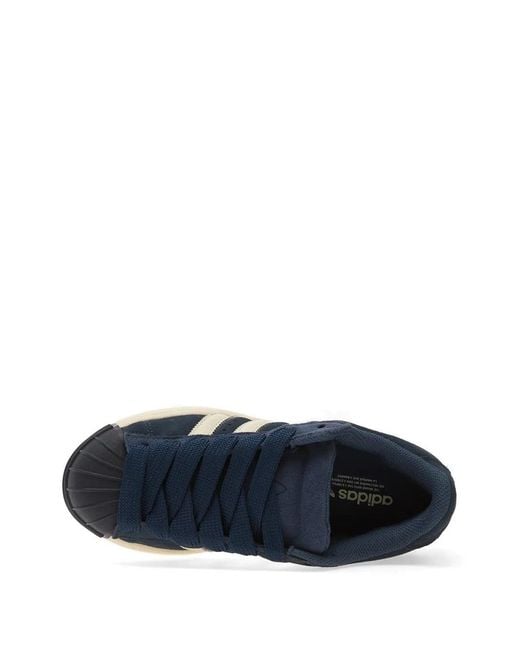 Adidas Blue Superstar Three-Stripes Sneakers