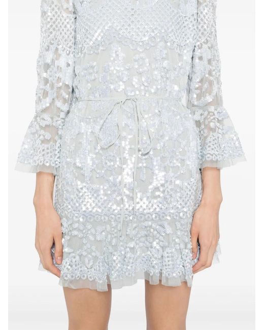 Needle & Thread White Sequin Embellishment Dress