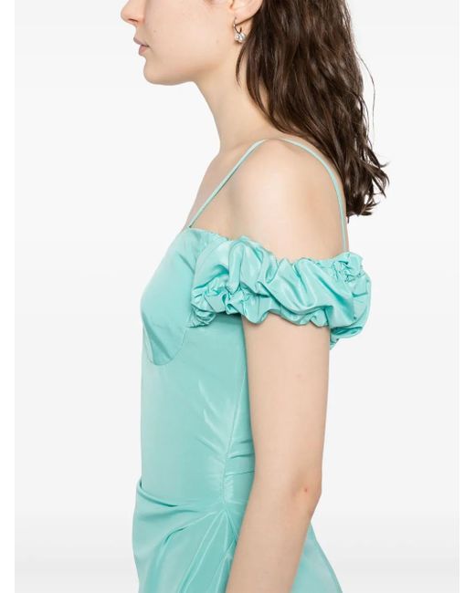 Saiid Kobeisy Blue Midi Taffeta Dress