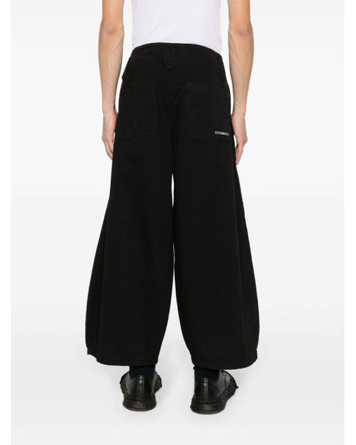 Pantalones anchos con logo bordado Societe Anonyme de color Black