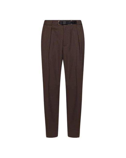 White Sand Brown Pleated Belted Trousers for men