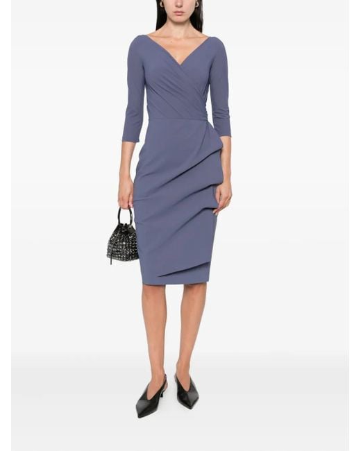 La Petite Robe Di Chiara Boni Blue Florien Wrap-Ruffle Midi Dress