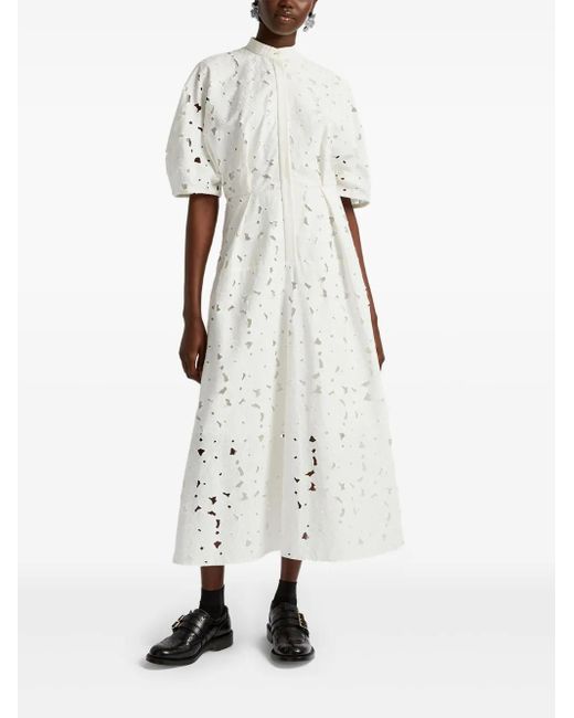 Erdem White Short-Sleeve Midi Dress
